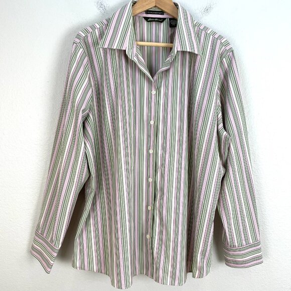 Eddie Bauer Womens Plus XXL Wrinkle Resistant Stripe Long Sleeve Shirt Top - Picture 1 of 9